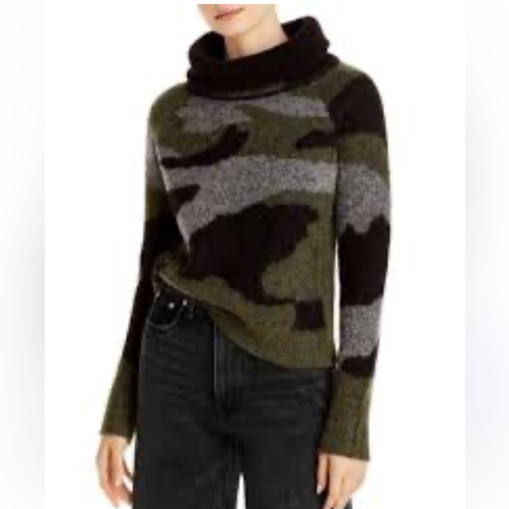 Aqua Knit Camo Turtleneck Sweater  - Medium